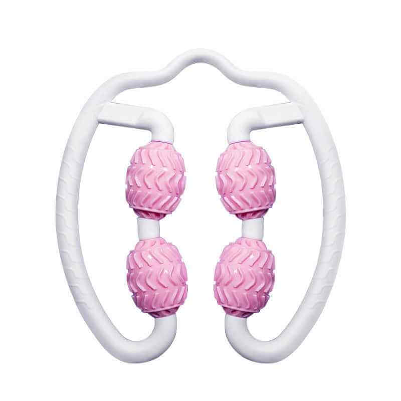 Petra store pink and white Leg Massage Roller with textured rollers for muscle relief and fitness recovery