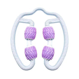Petra store leg massage roller with purple textured rollers and white ergonomic frame for fitness and wellness