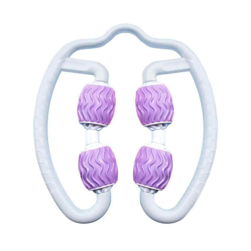 Petra store leg massage roller with purple textured rollers and white ergonomic frame for fitness and wellness
