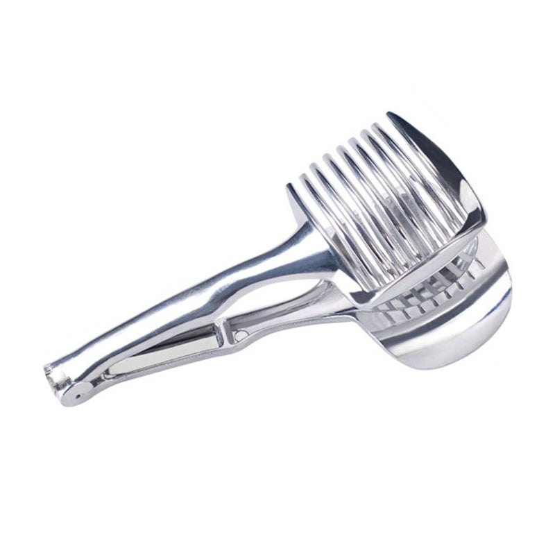 Stainless steel lemon slicer from Petra store with ergonomic handle for easy citrus cutting