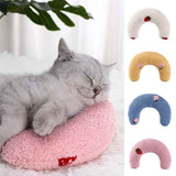 Little Pillow For Pets in pink with soft texture supporting a sleeping gray cat from Petra store