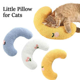 Little Pillow For Pets crescent-shaped soft pillows in yellow blue and white with floral embroidery for cats