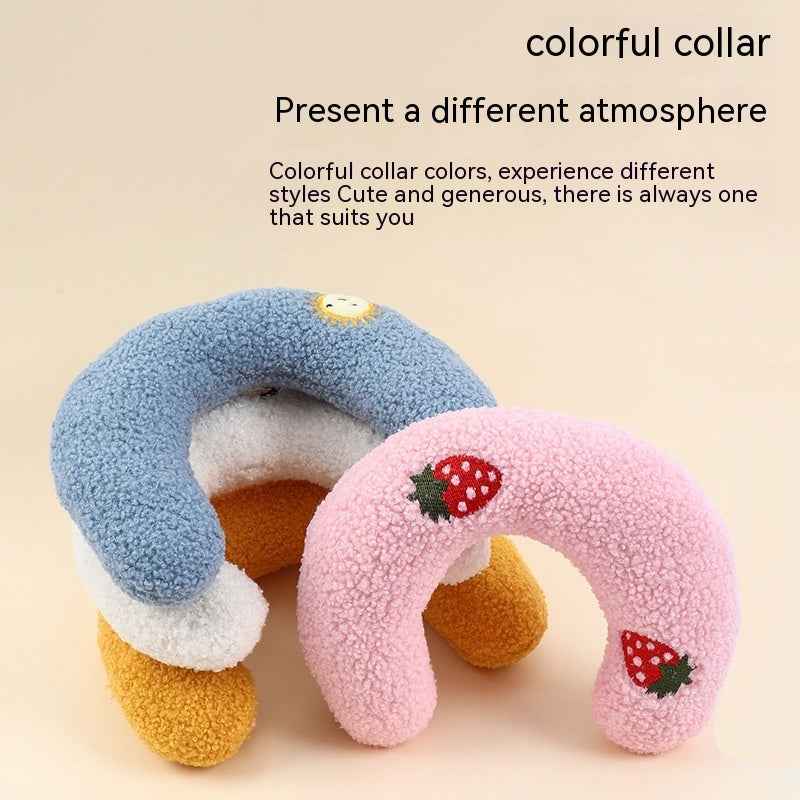 Petra store Little Pillow For Pets in colorful soft fabric with strawberry and sun embroidery