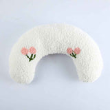 Petra store Little Pillow For Pets in white with pink floral embroidery for pet comfort