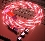 Petra store Luminous Magnetic Cable glowing red with USB and multiple magnetic connectors on laptop keyboard
