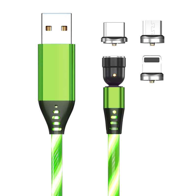 Petra store Luminous Magnetic Cable in green with USB and multiple magnetic connector tips