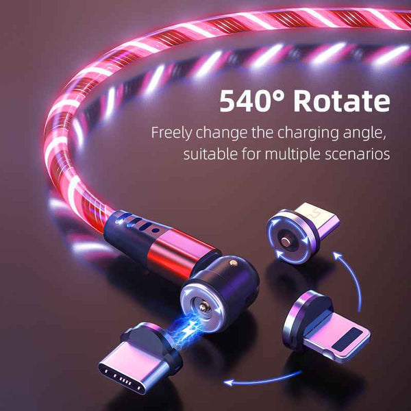 Luminous Magnetic Cable with 540 degree rotation and interchangeable connectors from Petra store