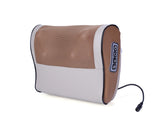 Petra store massage pillow in brown and beige with mesh surface and control buttons for comfort