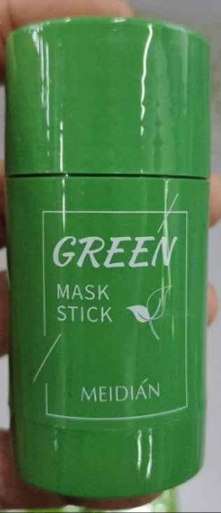 Petra store Cleansing Green Tea Mask in a green stick container for easy application