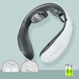 Petra store multifunctional neck massager in white and black with USB charging cable and electrode pads