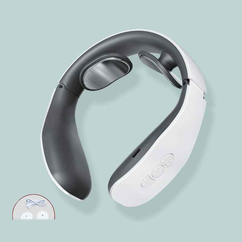 Petra store multifunctional neck massager in white and black with control buttons and accessories