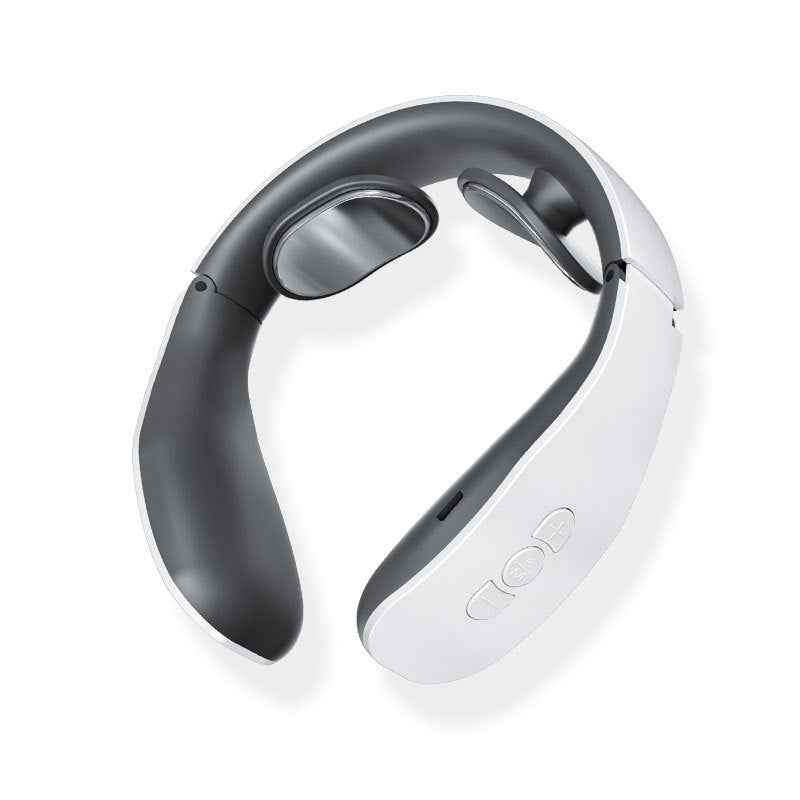Petra store multifunctional neck massager in black and white with control buttons for pain relief