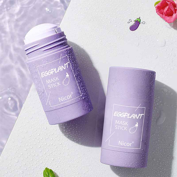 Petra store Cleansing Green Tea Mask eggplant mask stick in purple packaging with water droplets