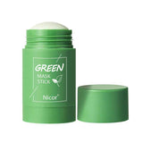 Petra store Cleansing Green Tea Mask stick in green packaging with cap off