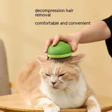 Petra store Pet Hair Brush and Hair Remover in green being used on a relaxed orange and white cat