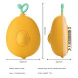 Petra store Pet Hair Brush and Hair Remover lemon comb in yellow with green handle measuring 129 by 80 millimeters