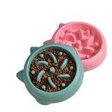 Petra store Pet Slow Feeder Bowl in blue and pink with raised obstacles to slow pet eating
