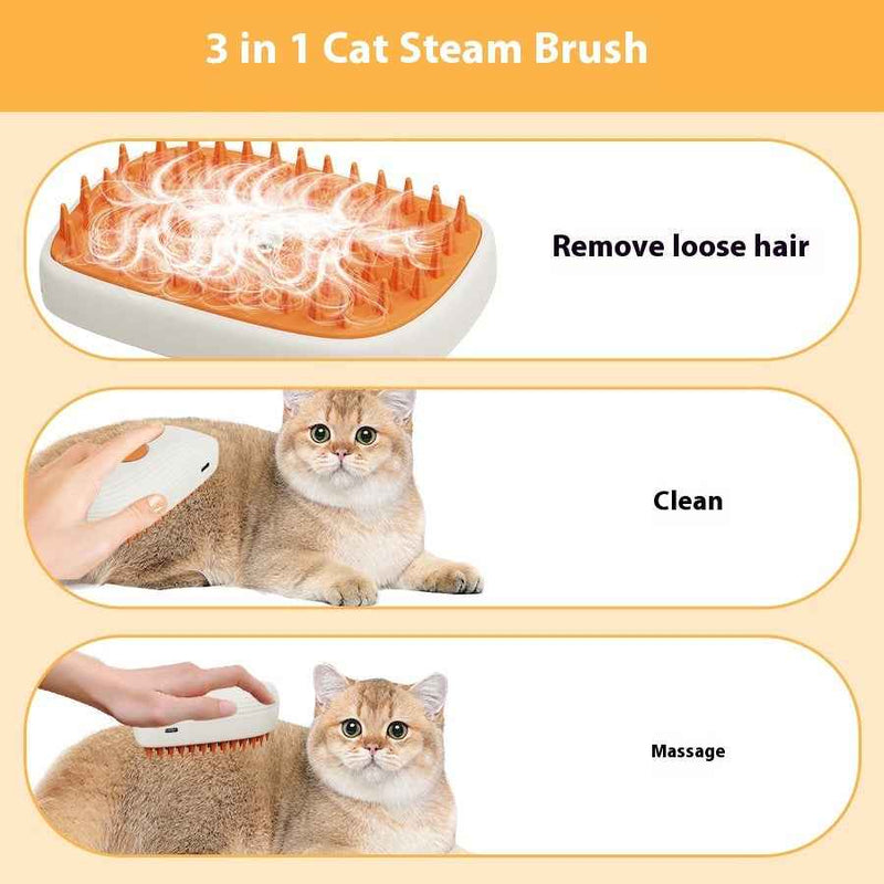 Pets Steam Brush from Petra store 3 in 1 cat steam brush removing loose hair cleaning and massaging cat fur