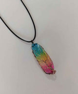 Colorful gemstone wrapped in wire on black cord Pillar Tree Of Life Pendant from Petra store
