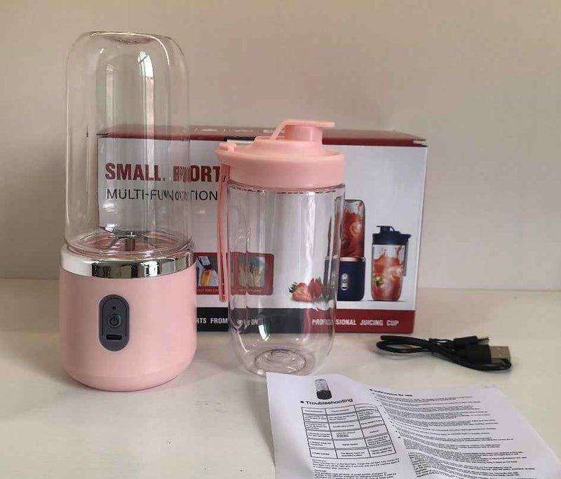 Petra store Portable Blender And Mini Juicer in pink with detachable bottle and USB charging cable