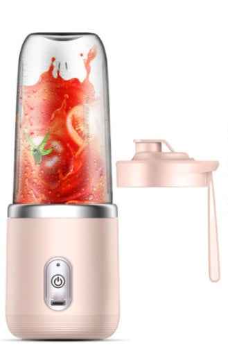 Petra store Portable Blender And Mini Juicer in pink with fresh fruit inside and detachable lid