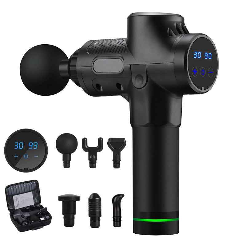 Petra store portable body massager with multiple attachment heads and digital display for deep muscle relief