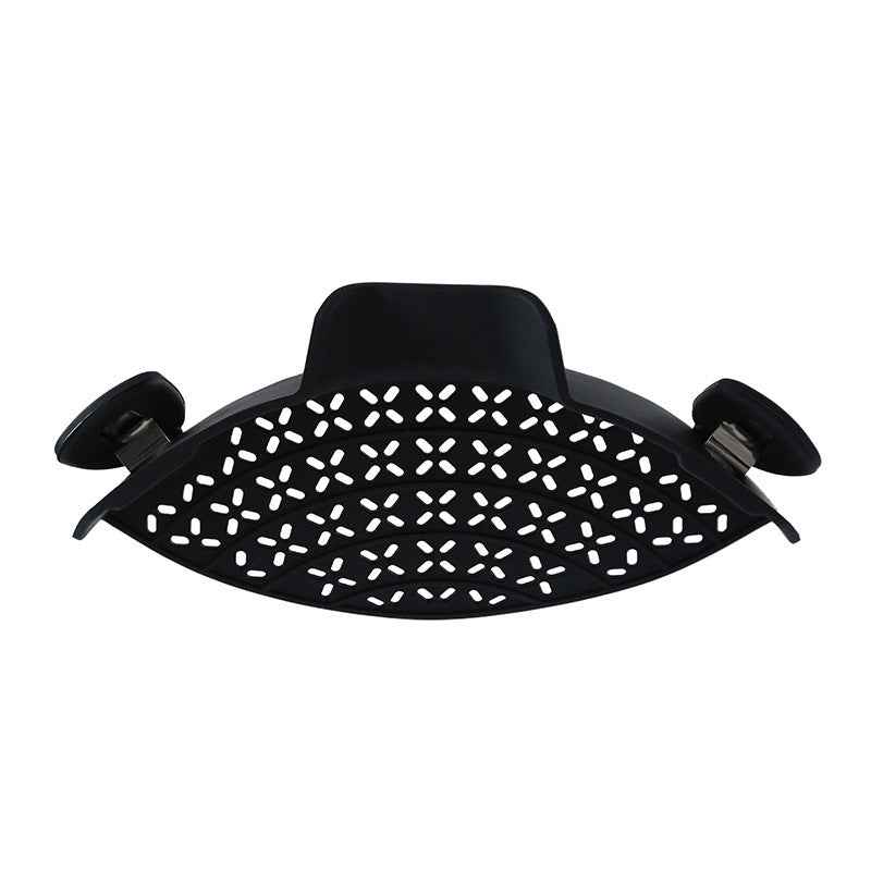 Black Petra store Pot Side Drain Stopper with adjustable clamps for kitchen pots and sinks