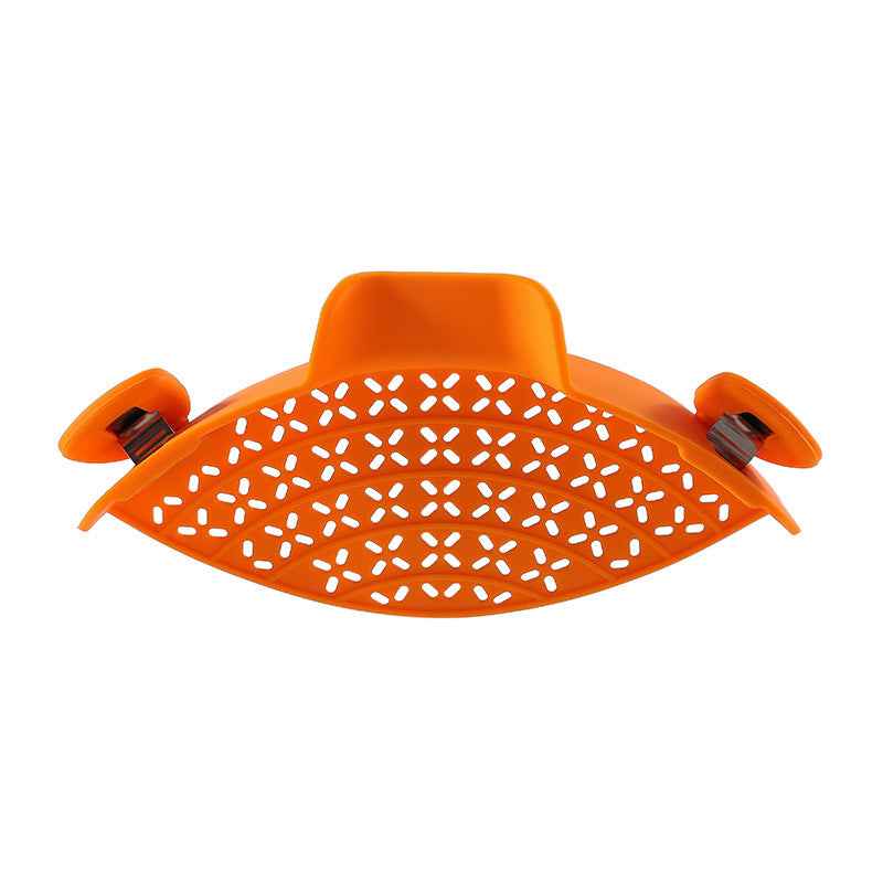 Orange Petra store Pot Side Drain Stopper with perforated design for kitchen sink straining