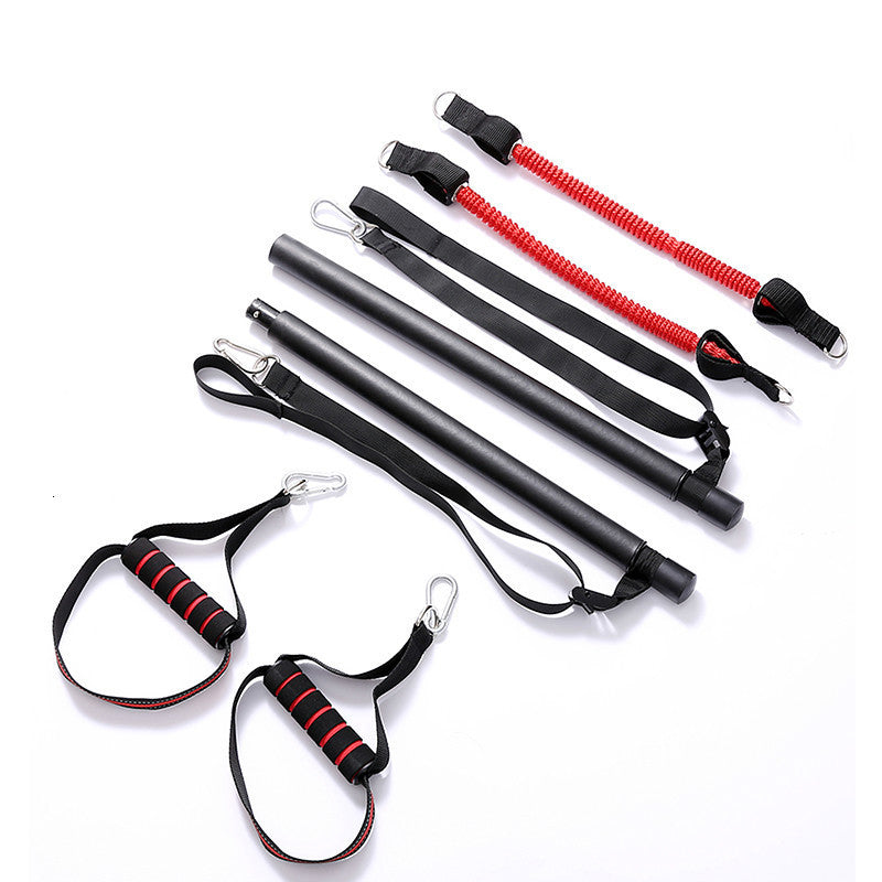 Petra store portable home gym equipment set with resistance bands, handles, and metal bars for workouts