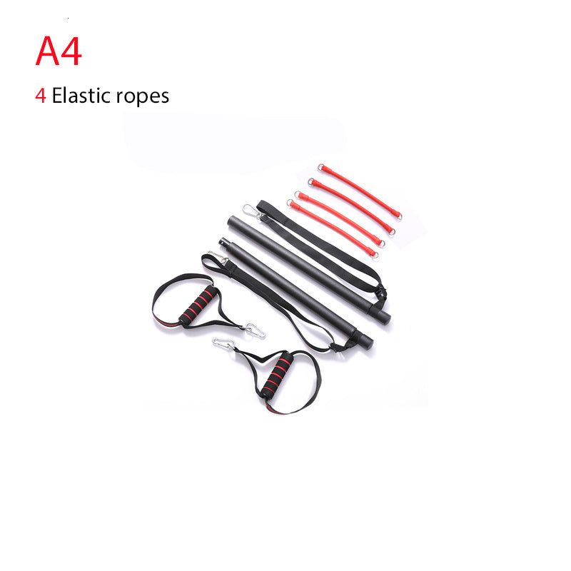 Portable home gym equipment set with 4 red elastic ropes and black handles from Petra store