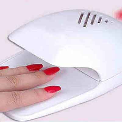 Petra store Mini Nail polish Dryer in white drying red painted nails quickly and efficiently