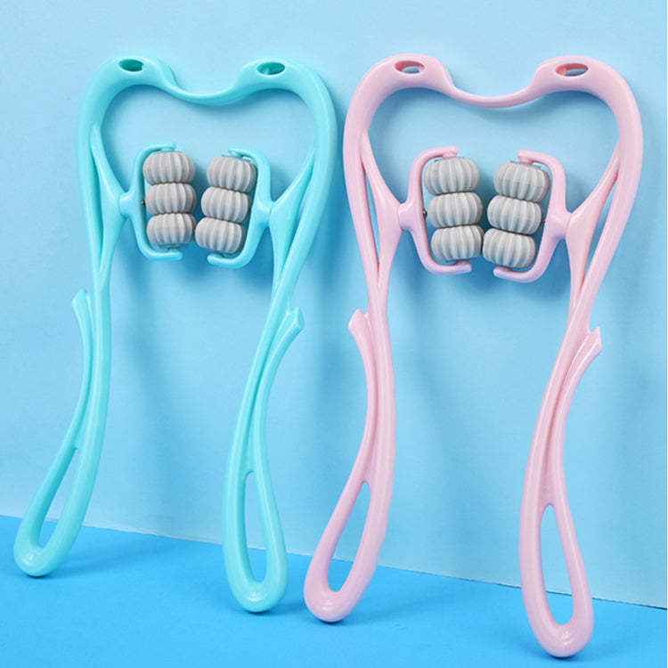Petra store Six-Wheel Neck Massager pair in pastel blue and pink handheld neck roller for muscle relief
