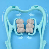 Petra store Six-Wheel Neck Massager mint blue handheld design with six rotating rollers for deep kneading