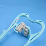 Petra store Six-Wheel Neck Massager in blue with ergonomic handles and rotating massage rollers for neck relief
