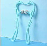 Light blue handheld Six-Wheel Neck Massager from Petra store with ergonomic handles and rolling nodes for neck and shoulder relief