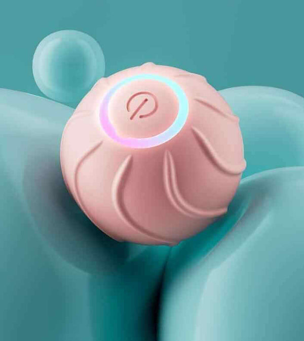 Petra store Jumping Ball For Kittens pink textured LED interactive cat toy ball with power button