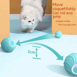 Petra store Jumping Ball For Kittens turquoise interactive toy with white cat playing rolling and 2cm jumping action