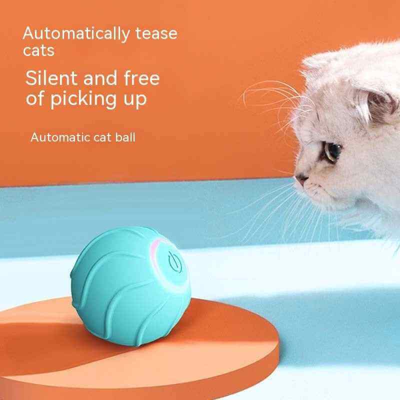 Petra store Jumping Ball For Kittens automatic teal interactive cat toy with LED motion sensor