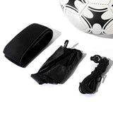 Soccer Training Assistant equipment including strap, resistance band, and cord with a soccer ball