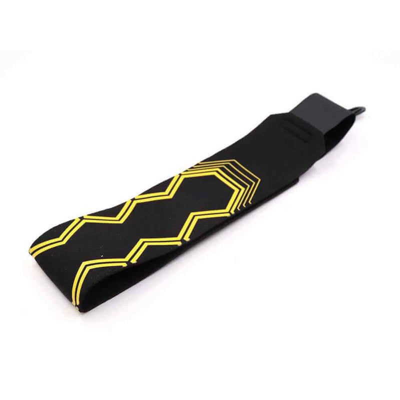 Petra store Soccer Training Assistant black resistance band with yellow geometric design for fitness and wellness