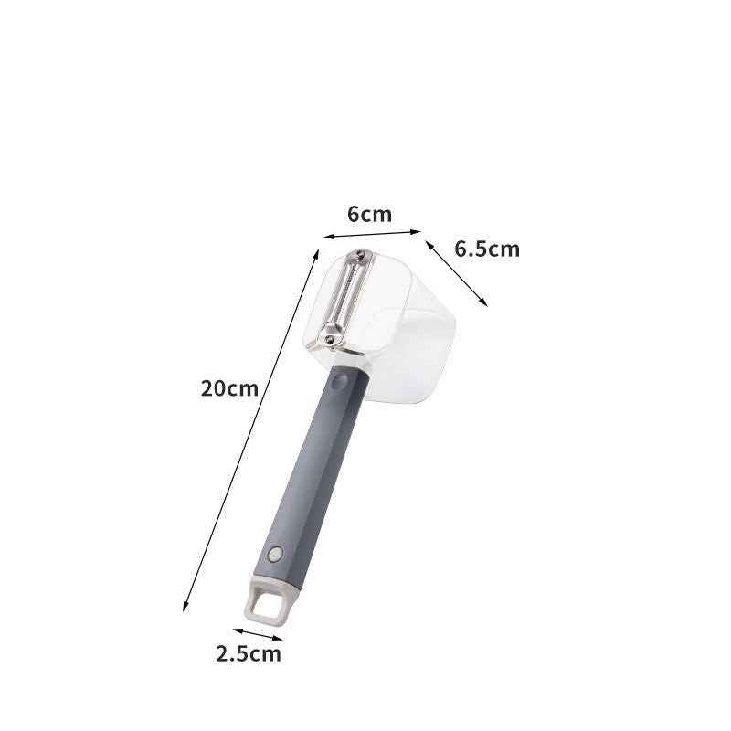 Petra store Stainless Steel Single Head Peeler with gray handle and dimensions displayed