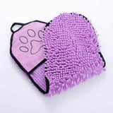 Petra store Super Absorbent Pets Bathrobe in purple microfiber with paw print design for drying pets