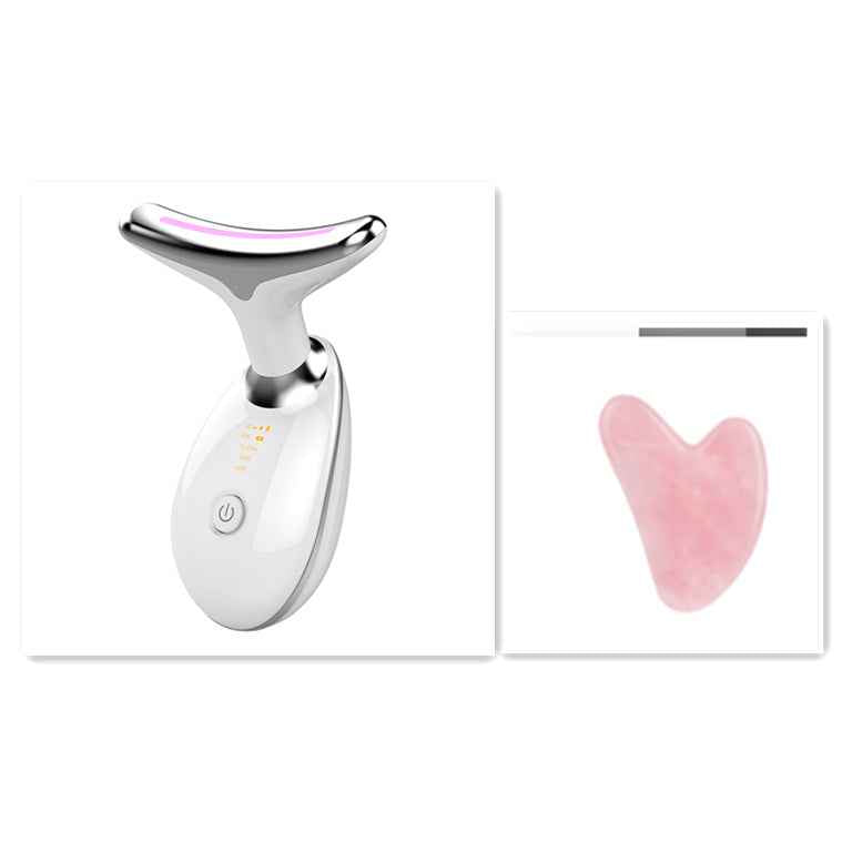 Petra store Thermal Neck Lifting And Massager device with white and silver design and a pink heart-shaped stone tool