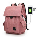 Petra store pink travel backpack for teenage girls with USB charging port and multiple pockets