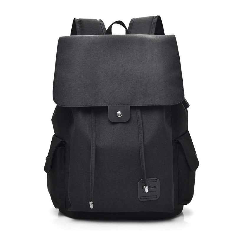 Black travel backpack for teenage girls with flap closure and side pockets by Petra store