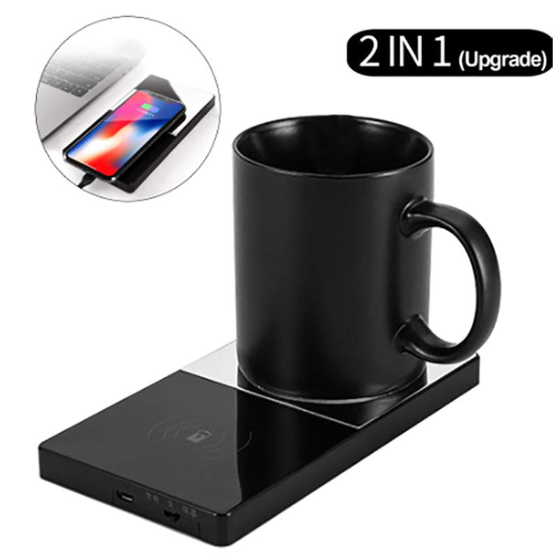 Petra store USB mug warmer with phone charging black 2 in 1 wireless mug coaster and charging pad