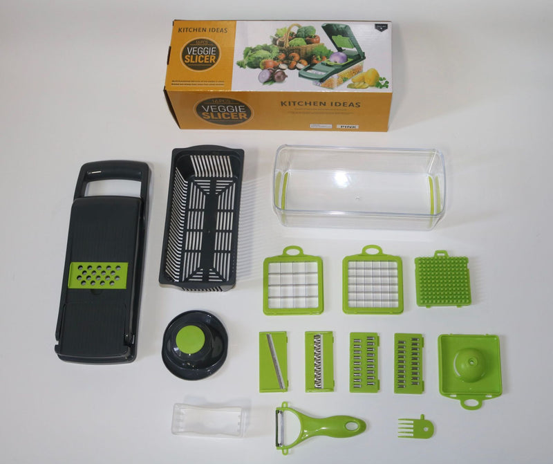 Petra store vegetable cutter set with mandoline multiple green blades clear container peeler and safety holder