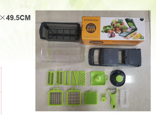 Petra store vegetable cutter set with green mandoline slicer multiple blades dicer peeler and storage tray