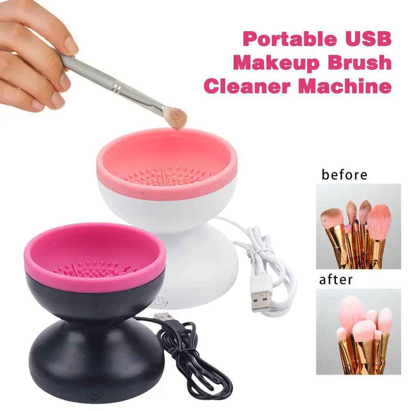 Petra store Makeup Brush Cleaning Machine USB powered with before and after brush cleaning results