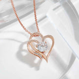 Petra store Zircon Double Love Necklace with rose gold heart pendant and sparkling zircon stones